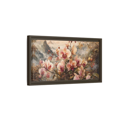Side Mockup 7. Floral Orchids Pink Orchid shown as stretched canvas wall art