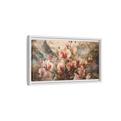 Side Mockup 6. Floral Orchids Pink Orchid shown as stretched canvas wall art