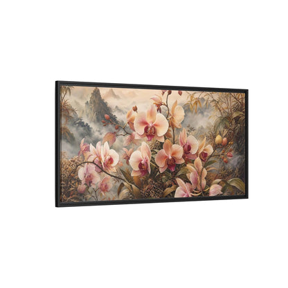 Side Mockup 5. Floral Orchids Pink Orchid shown as stretched canvas wall art