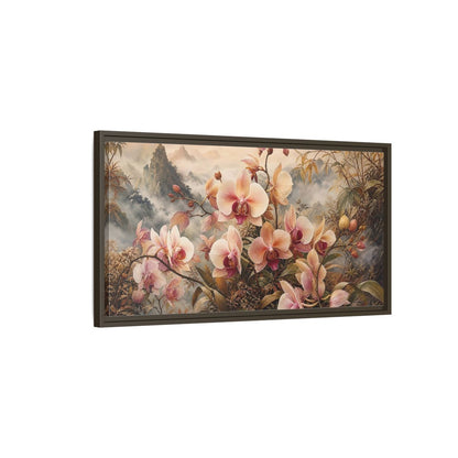 Main Mockup. Floral Orchids Pink Orchid shown as stretched canvas wall art