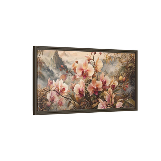 Main Mockup. Floral Orchids Pink Orchid shown as stretched canvas wall art