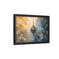 Side Mockup 6. Floral Ornate Lantern Blue And Gold Ornament shown as stretched canvas wall art