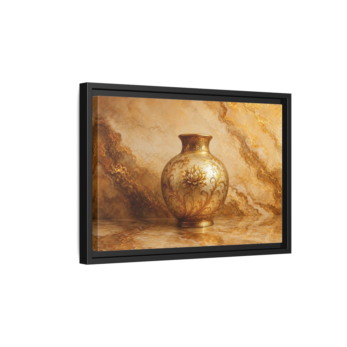 Side Mockup 6. Floral Ornate Vase Gold Ornate Vase shown as stretched canvas wall art