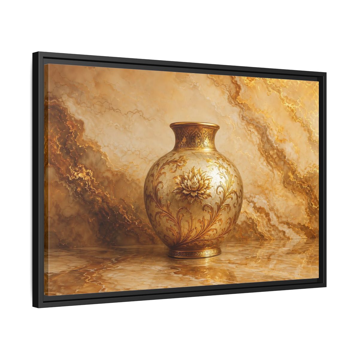 Side Mockup 14. Floral Ornate Vase Gold Ornate Vase shown as stretched canvas wall art