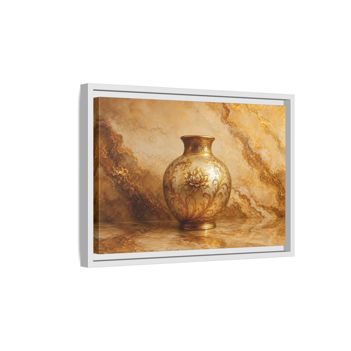 Side Mockup 4. Floral Ornate Vase Gold Ornate Vase shown as stretched canvas wall art