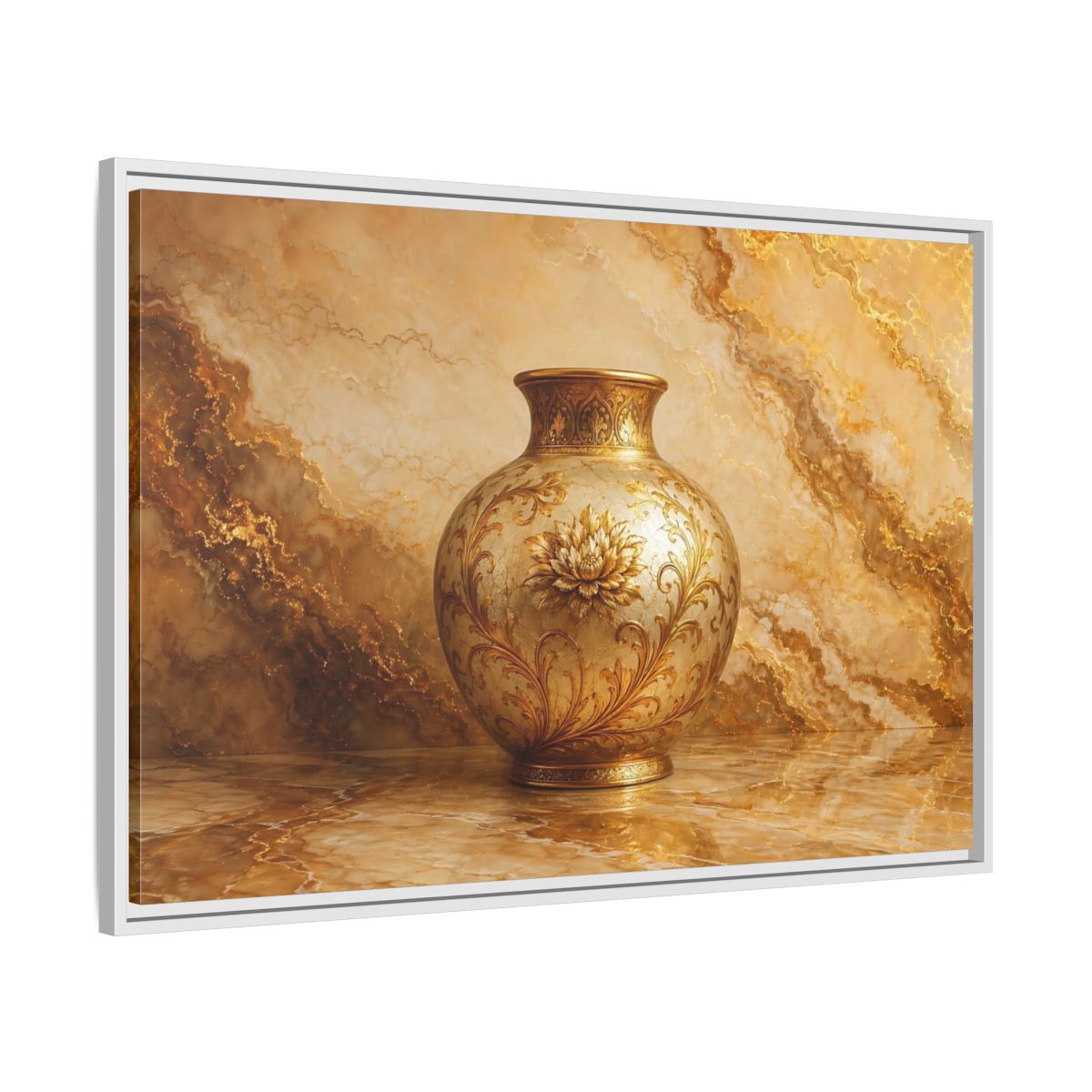 Side Mockup 9. Floral Ornate Vase Gold Ornate Vase shown as stretched canvas wall art