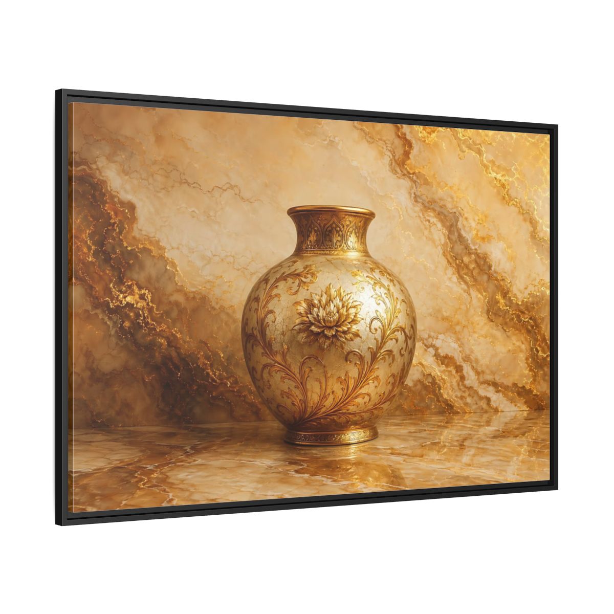 Side Mockup 12. Floral Ornate Vase Gold Ornate Vase shown as stretched canvas wall art