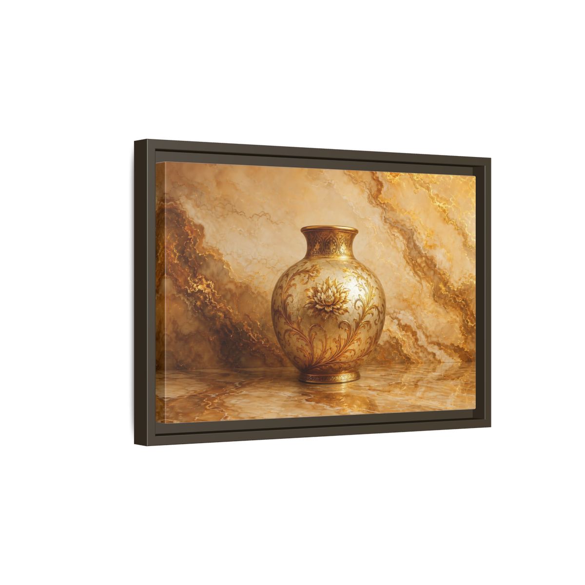 Side Mockup 5. Floral Ornate Vase Gold Ornate Vase shown as stretched canvas wall art