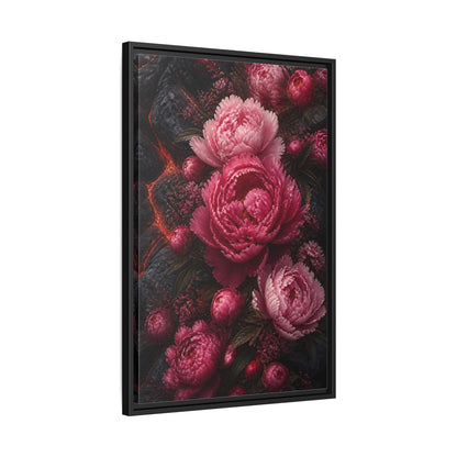 Side Mockup 14. Floral Peonies Pink Peonies shown as stretched canvas wall art