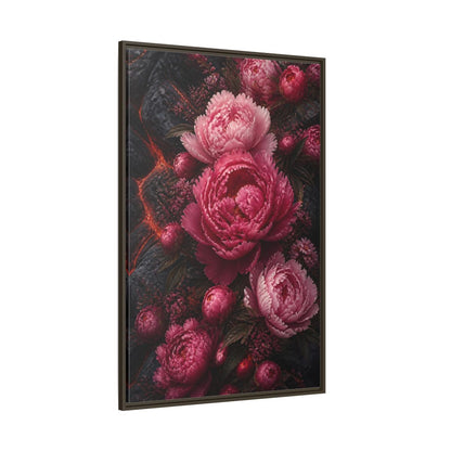 Side Mockup 8. Floral Peonies Pink Peonies shown as stretched canvas wall art