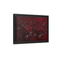 Side Mockup 6. Floral Peonies Red And Gold shown as stretched canvas wall art