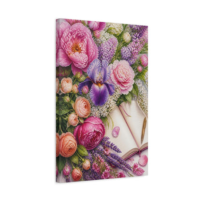 Side Mockup 3. Floral Peony Bouquet Journal shown as canvas print