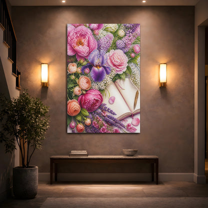 Mockup 2. Floral Peony Bouquet Journal shown as canvas print
