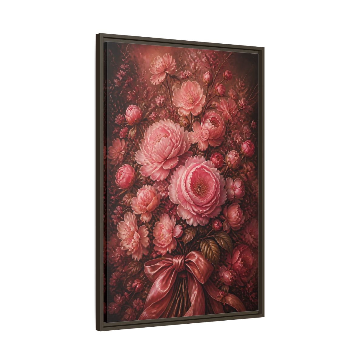 Main Mockup. Floral Peony Bouquet Pink Floral Bouquet shown as stretched canvas wall art