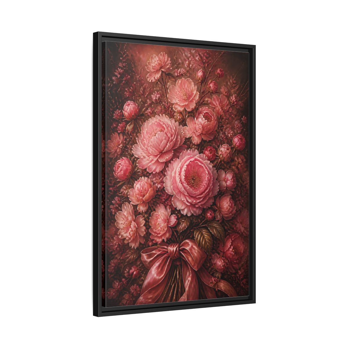 Side Mockup 14. Floral Peony Bouquet Pink Floral Bouquet shown as stretched canvas wall art