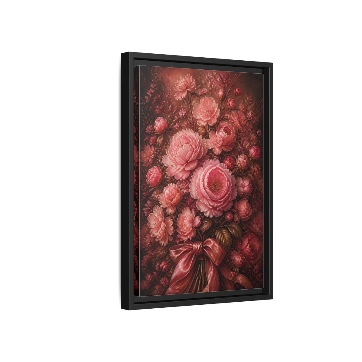 Side Mockup 6. Floral Peony Bouquet Pink Floral Bouquet shown as stretched canvas wall art