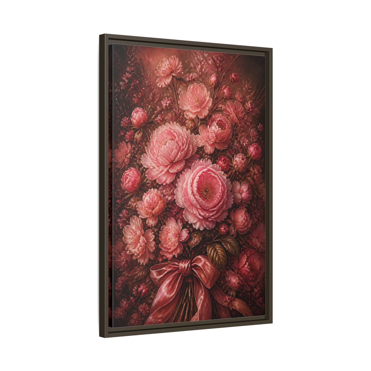 Side Mockup 11. Floral Peony Bouquet Pink Floral Bouquet shown as stretched canvas wall art