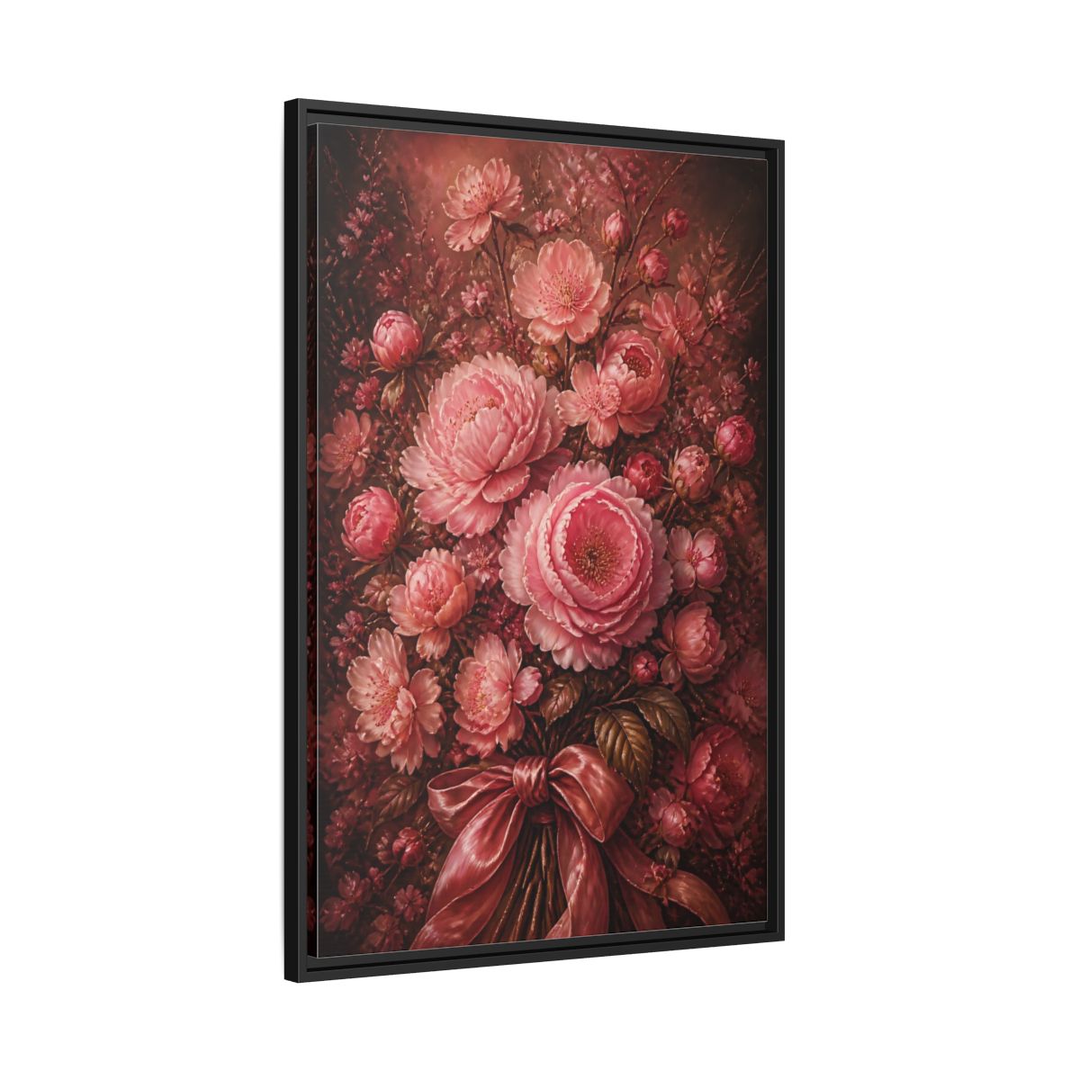 Side Mockup 13. Floral Peony Bouquet Pink Floral Bouquet shown as stretched canvas wall art