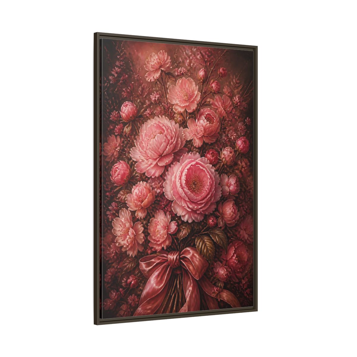 Side Mockup 8. Floral Peony Bouquet Pink Floral Bouquet shown as stretched canvas wall art