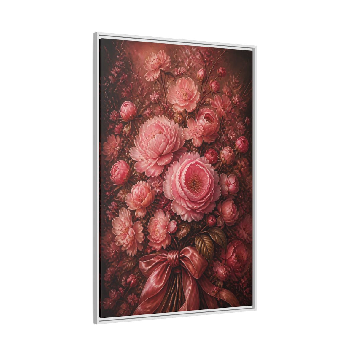 Side Mockup 7. Floral Peony Bouquet Pink Floral Bouquet shown as stretched canvas wall art