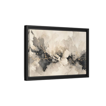 Side Mockup 6. Floral Peony Flower Gray Gold Floral shown as stretched canvas wall art