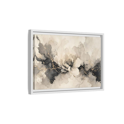 Side Mockup 4. Floral Peony Flower Gray Gold Floral shown as stretched canvas wall art