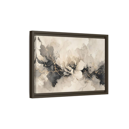 Side Mockup 5. Floral Peony Flower Gray Gold Floral shown as stretched canvas wall art