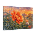 Side Mockup 4. Floral Peony Orange Peony Sunset shown as stretched canvas wall art