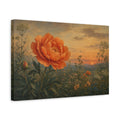 Side Mockup 4. Floral Peony Orange Peony Sunset shown as stretched canvas wall art