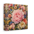 Side Mockup 2. Floral Peony Pink And Colorful shown as stretched canvas wall art