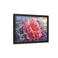 Side Mockup 6. Floral Peony Pink Peony Ocean shown as stretched canvas wall art