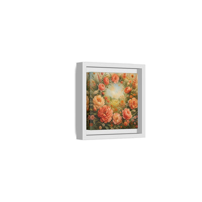 Side Mockup 22. Floral Peony Wreath Peach Floral Meadow shown as stretched canvas wall art