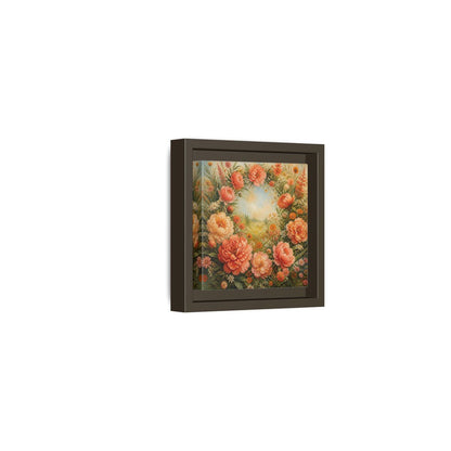 Side Mockup 23. Floral Peony Wreath Peach Floral Meadow shown as stretched canvas wall art