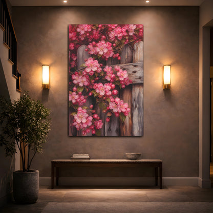 Mockup 2. Floral Pink Crabapple Blossoms shown as canvas print