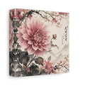Side Mockup 2. Floral Pink Dahlia Pink Floral shown as stretched canvas wall art