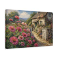 Side Mockup 4. Floral Pink Flowers Pink Cottage Garden shown as stretched canvas wall art