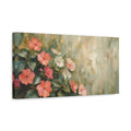 Side Mockup 3. Floral Pink Flowers Pink Gold Floral shown as stretched canvas wall art