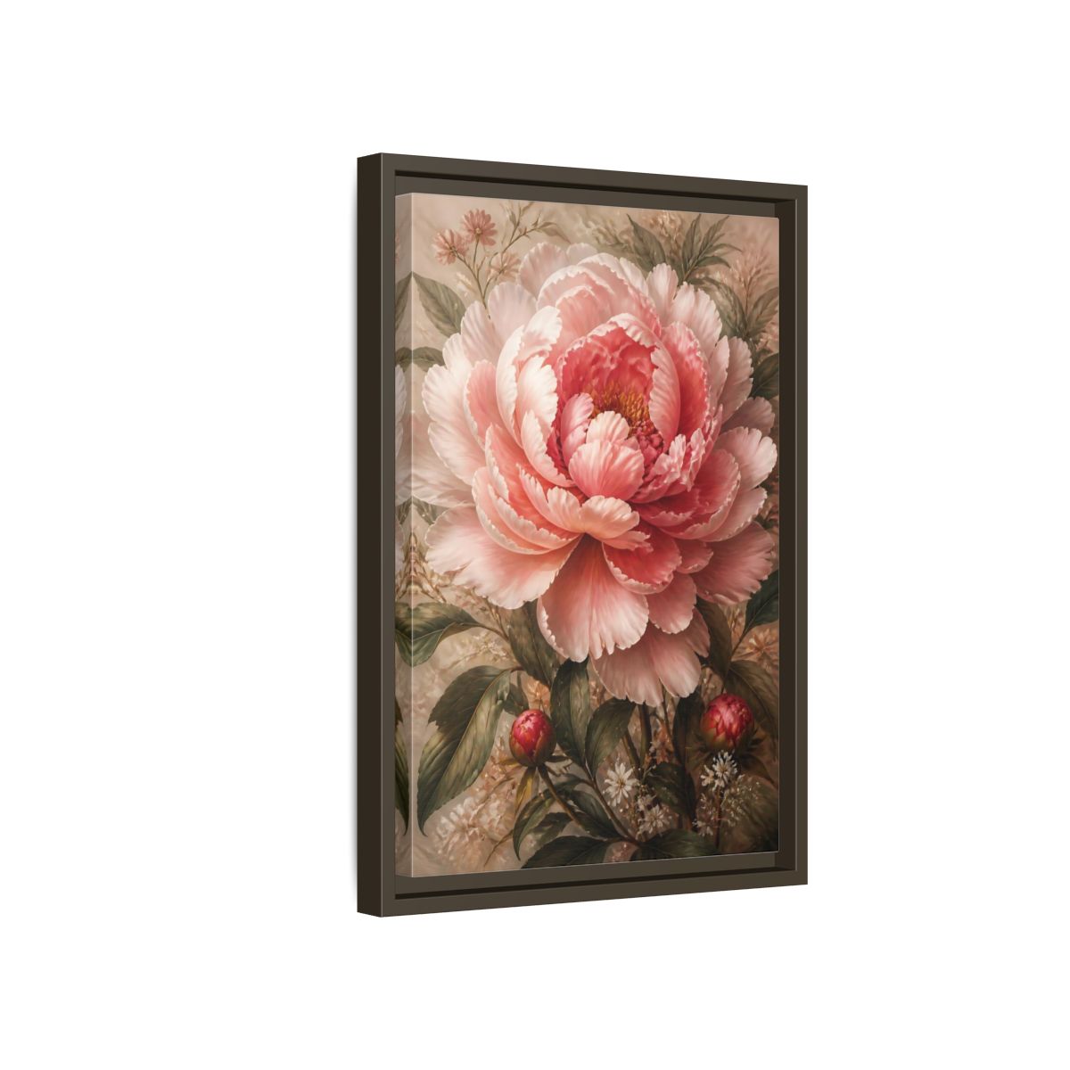 Floral Pink Peony Art Framed Canvas Wall Art - Living Room Above Sofa shown as canvas wall art