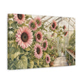Side Mockup 4. Floral Pink Sunflowers Pink Sunflower shown as stretched canvas wall art