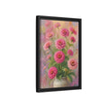 Side Mockup 6. Floral Pink Zinnias Pink Zinnia Bouquet shown as stretched canvas wall art