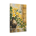 Side Mockup 4. Floral Plumeria Flowers Yellow Floral shown as stretched canvas wall art