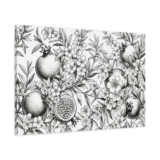 Main Mockup. Floral Pomegranate Illustration shown as canvas print