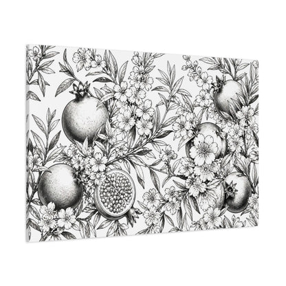 Side Mockup 1. Floral Pomegranate Illustration shown as canvas print