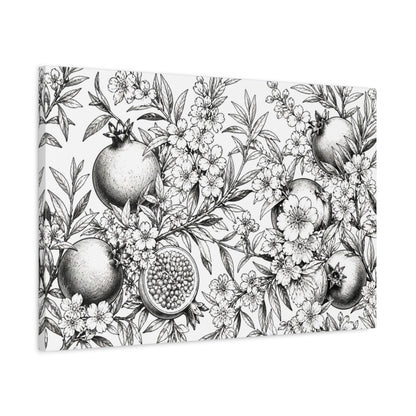 Side Mockup 2. Floral Pomegranate Illustration shown as canvas print