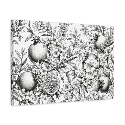 Side Mockup 3. Floral Pomegranate Illustration shown as canvas print