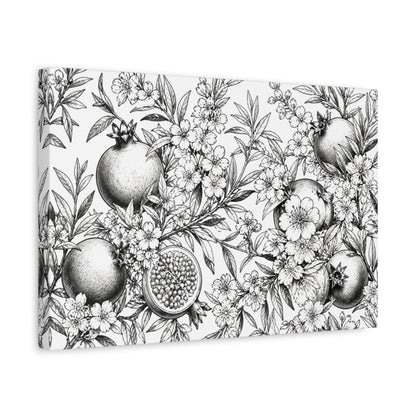 Side Mockup 4. Floral Pomegranate Illustration shown as canvas print