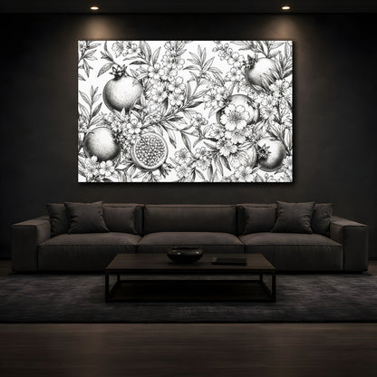 Mockup 3. Floral Pomegranate Illustration shown as canvas print