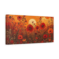 Side Mockup 3. Floral Poppies Orange And Red Floral shown as stretched canvas wall art