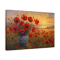 Side Mockup 4. Floral Poppies Red Poppies Sunset shown as stretched canvas wall art