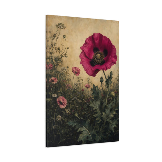 Main Mockup. Floral Poppy Flower Pink Poppy Floral shown as stretched canvas wall art